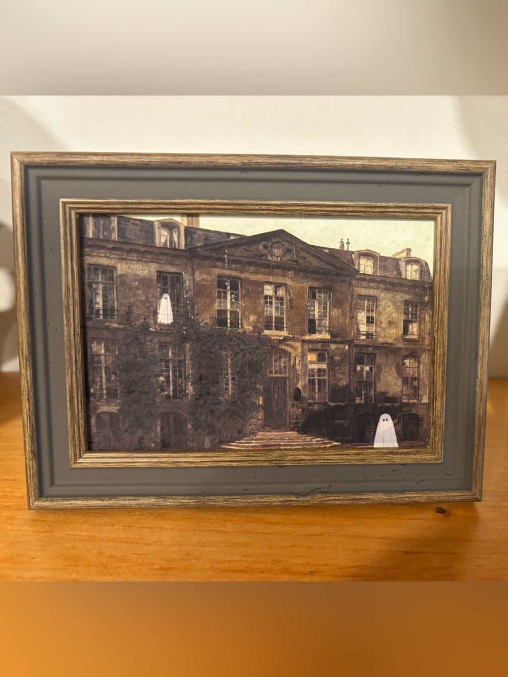Vintage Inspired Haunted Mansion Ghost Halloween Framed Wall Art